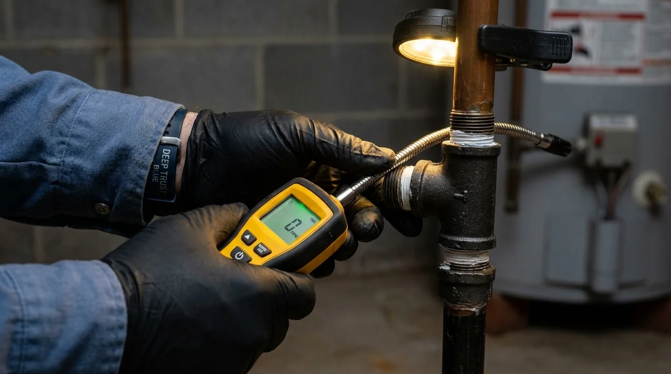 Gas leak detection with electronic sniffer by Johns Plumbing LLC in Roscommon